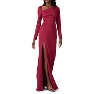 RTR Black Halo Sz 4 Berry Pink High Slit A-Line Long Sleeve Cocktail Gown maxi